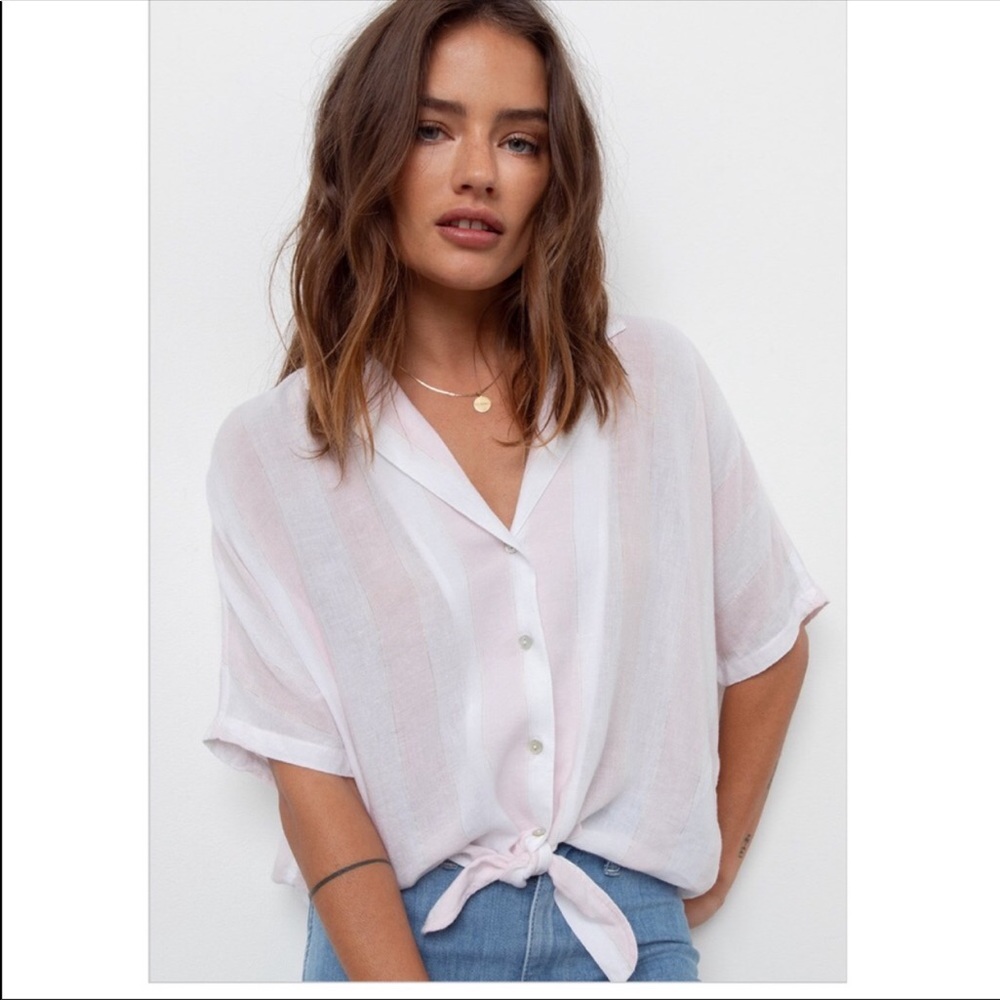 Rails Pink and White Button Down Shirt